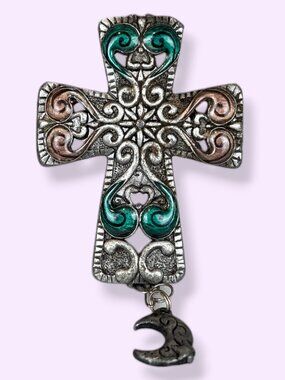 V. Metal Swirl Enamel Crucifix